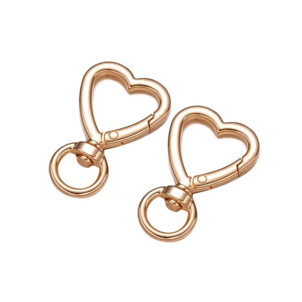 5Pcs Heart Snap Hook Trigger Clips Buckles Lobster Clasps Clips Key Ring for DIY Keychain Lanyard Jewelry Making Accessories