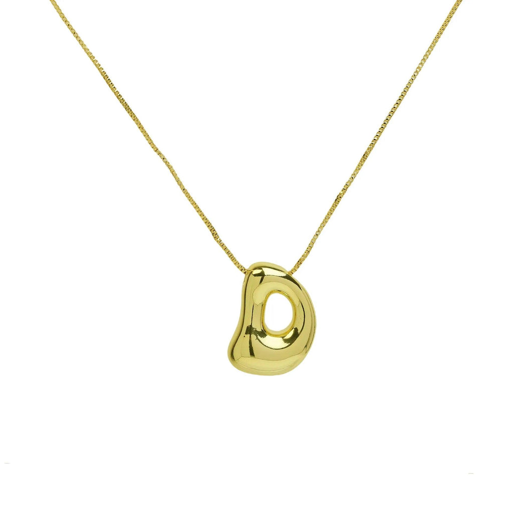 Trendy Gold Plated 18K Chunky Balloon Bubble Initial Letters Pendant Stainless Steel Choker Necklaces for Women Customized Chain