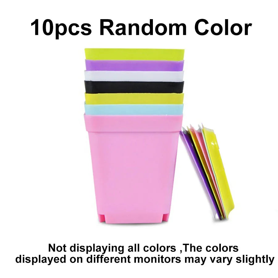 10/20pcs Mixed Candy Color Mini Square Plastics Flowerpot Plant Succulents Flower Drainage Nursery Pot for Garden Balcony JXB