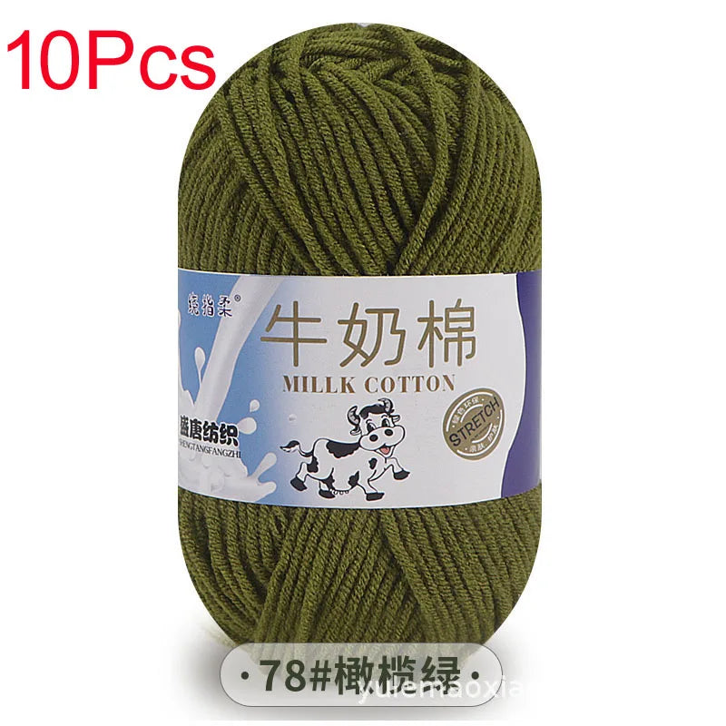 10 Piece Milk Cotton Yarn Knitting Wool for Hand Knitting and Crochet Soft Yarn for Scarves Hats and Sweaters
