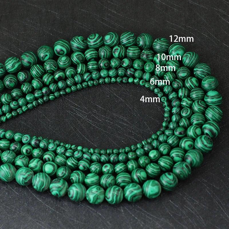 4/6/8/10/12mm Malachite Loose Beads For Jewelry Making Green Smooth Stone DIY Bracelet Necklace Earring Beaded Bag Wholesale