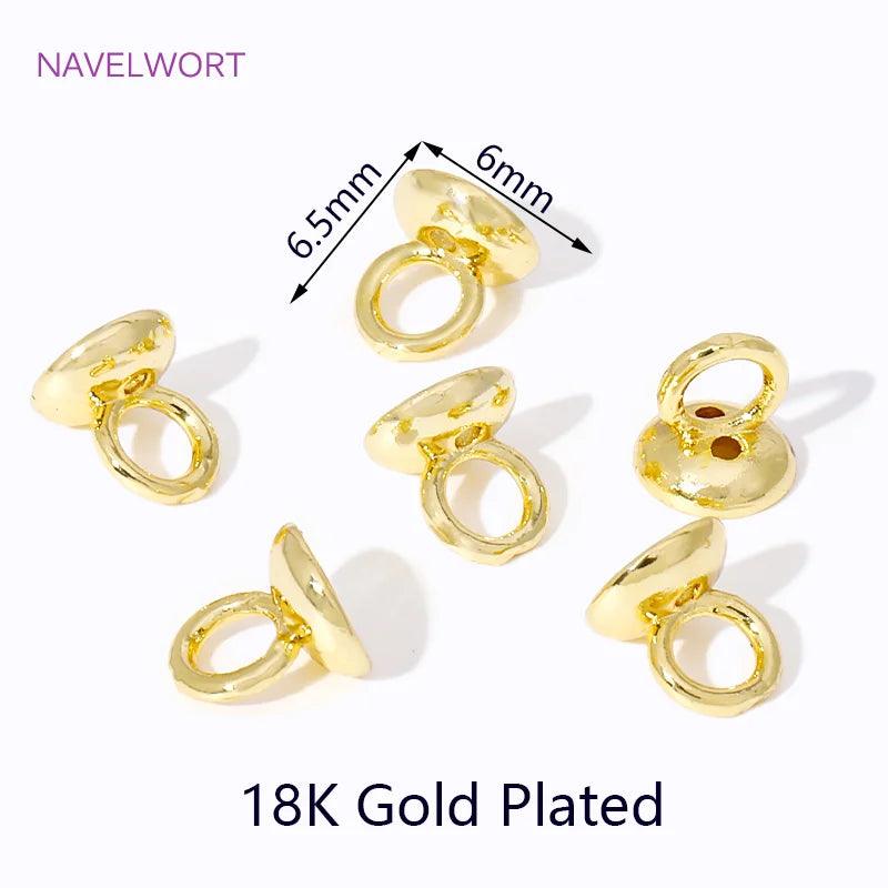 4.5/6MM 18K Gold Plated Brass Pearl Bracelet Ends Connector With Loop,Jewelry End Caps,For DIY Jewelry Making Accessories