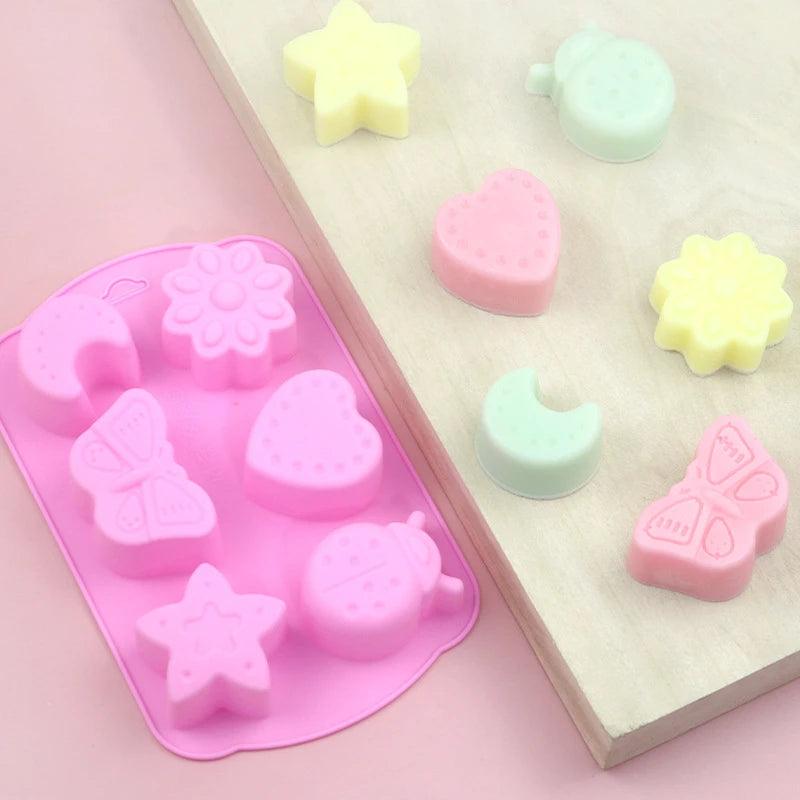 6 Grid Insect Shape Soap Mould Fondant Cake Mold Food Grade Silicone Cake Decoration Tool Multifunction DIY Handmade Soap Mould