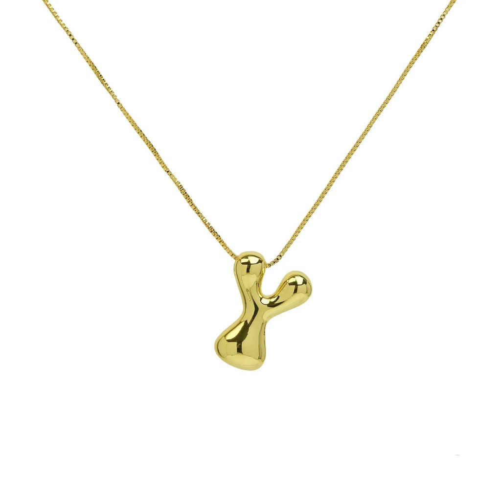 Trendy Gold Plated 18K Chunky Balloon Bubble Initial Letters Pendant Stainless Steel Choker Necklaces for Women Customized Chain