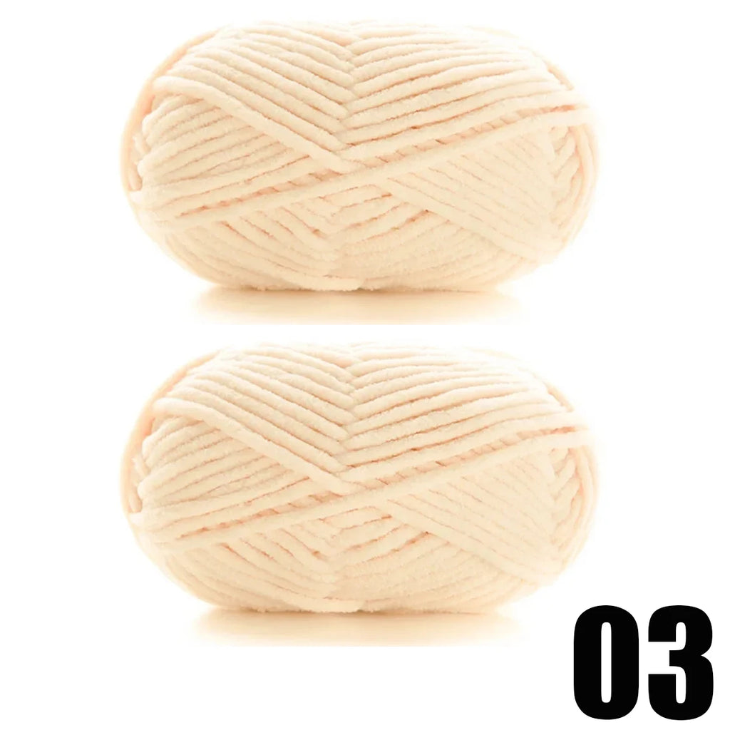 Thick Velvet Yarn 2pcs 50g Soft Chenille Knitting Yarn for DIY Scarves and Hats