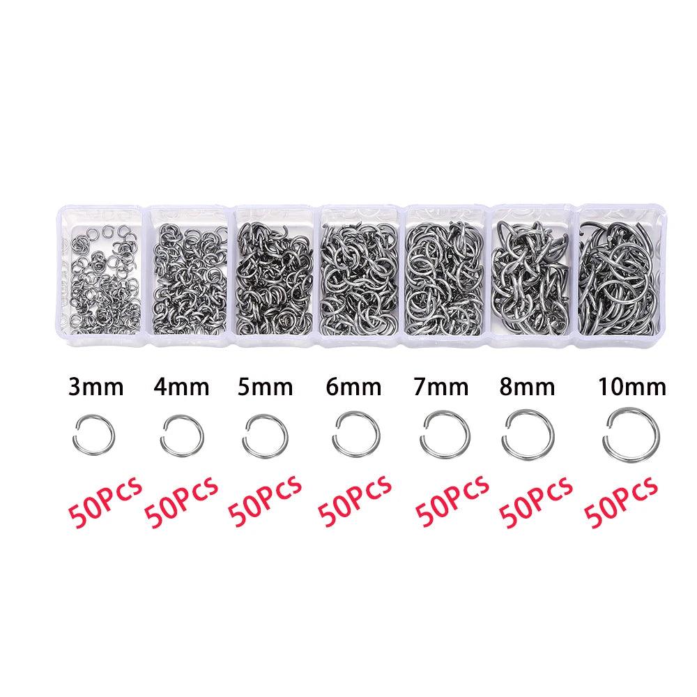 1Box Stainless Steel Lobster Clasps Open Jump Rings Crimp Beads Caps Set For Diy Bracelet Necklace  Jewelry Making Making Kits