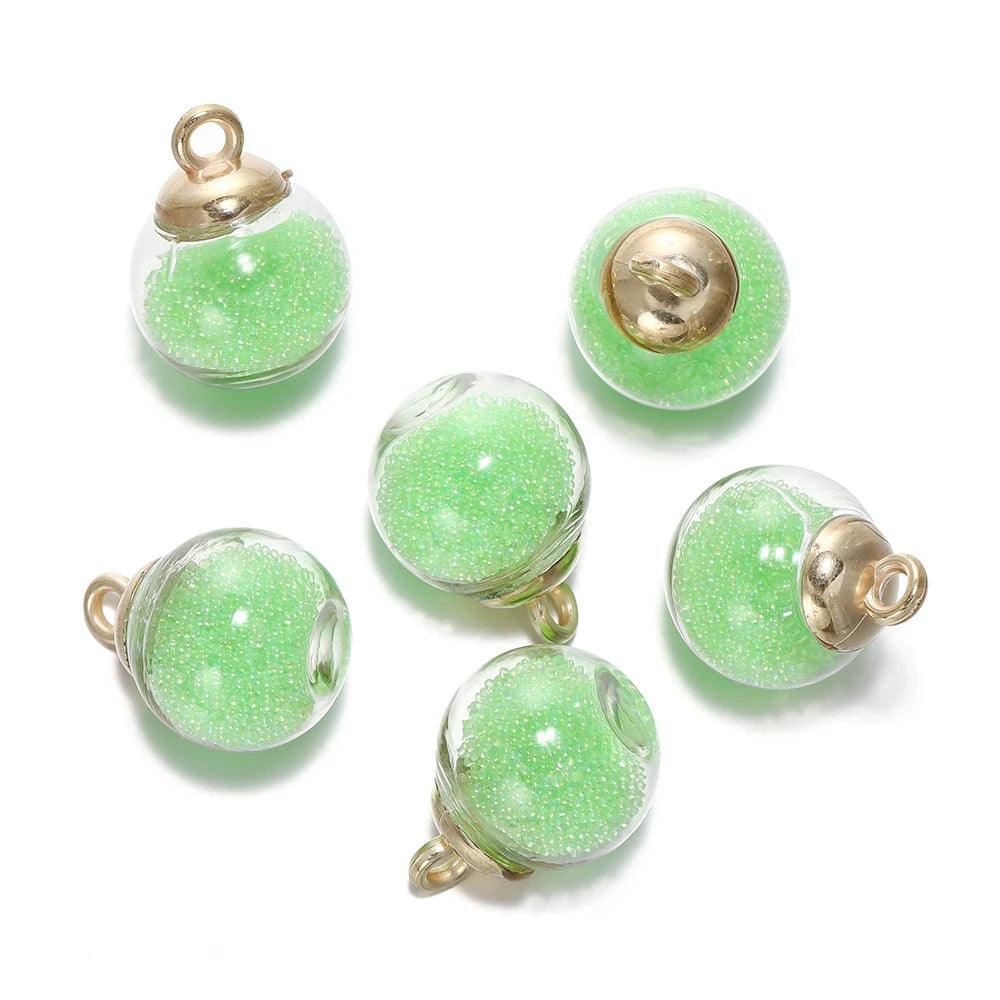 10Pcs Charms Quicksand Transparent Glass Ball 16mm Pendants Findings for Earrings Necklace Pendant DIY Jewelry Making Supplies
