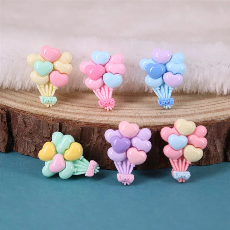 20Pcs New Lovely Mini Kawaii Valentine's Day Love Balloon Resin Scrapbook Diy Jewellery Hairpin Accessories Decorate Craft