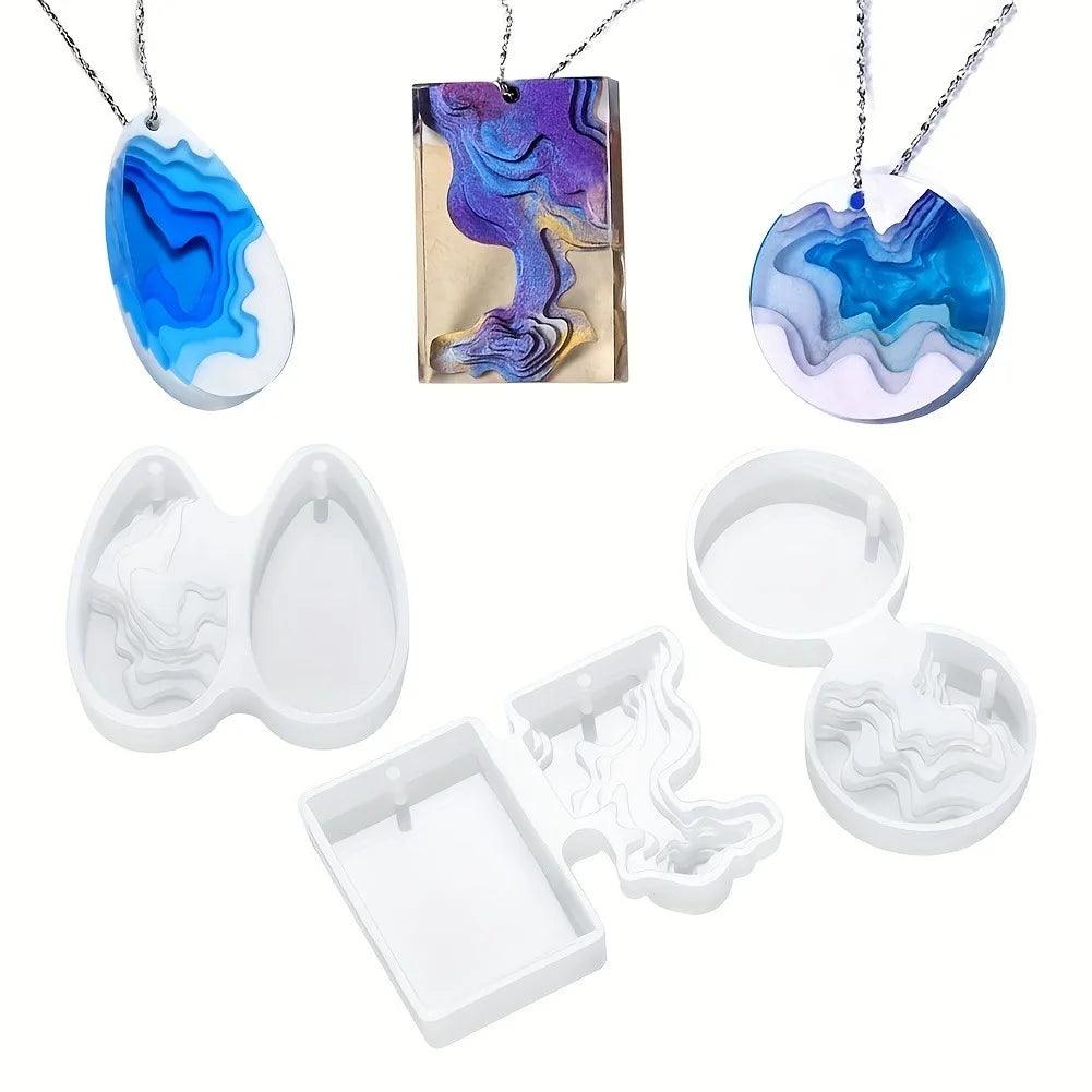 Marine Style Island Sea Wave Silicone Pendant Casting Mold DIY Keychain Jewelry Casting Epoxy Resin Mold For Jewelry Making