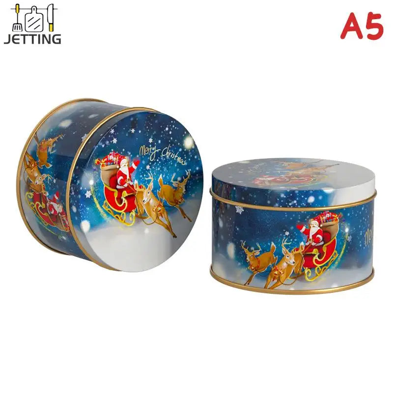 Christmas Old Man Candy Tins Decorative Round Tinplate Boxes Xmas Candy Cookie Packaging Jar Candle Containers Candy Box Gift