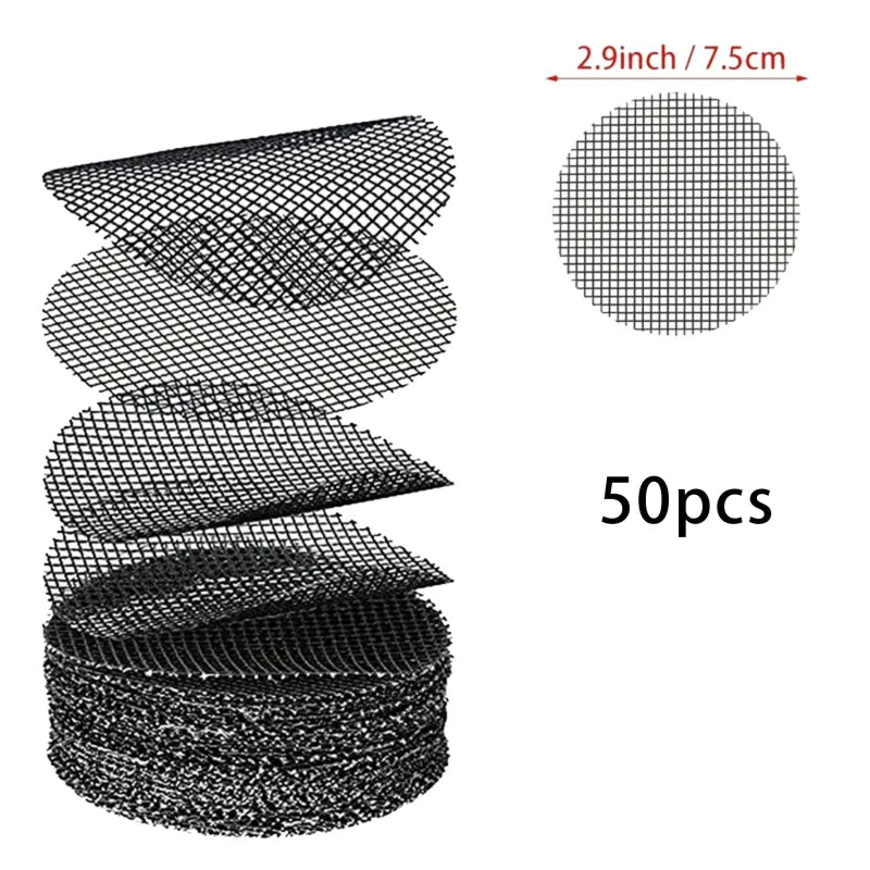50PCS Pot Hole Screen Mats Plant Bottom Mat Round Drainage Hole Screen Prevent Soil Loss Insect Proof Mesh Mat Gardening Supply
