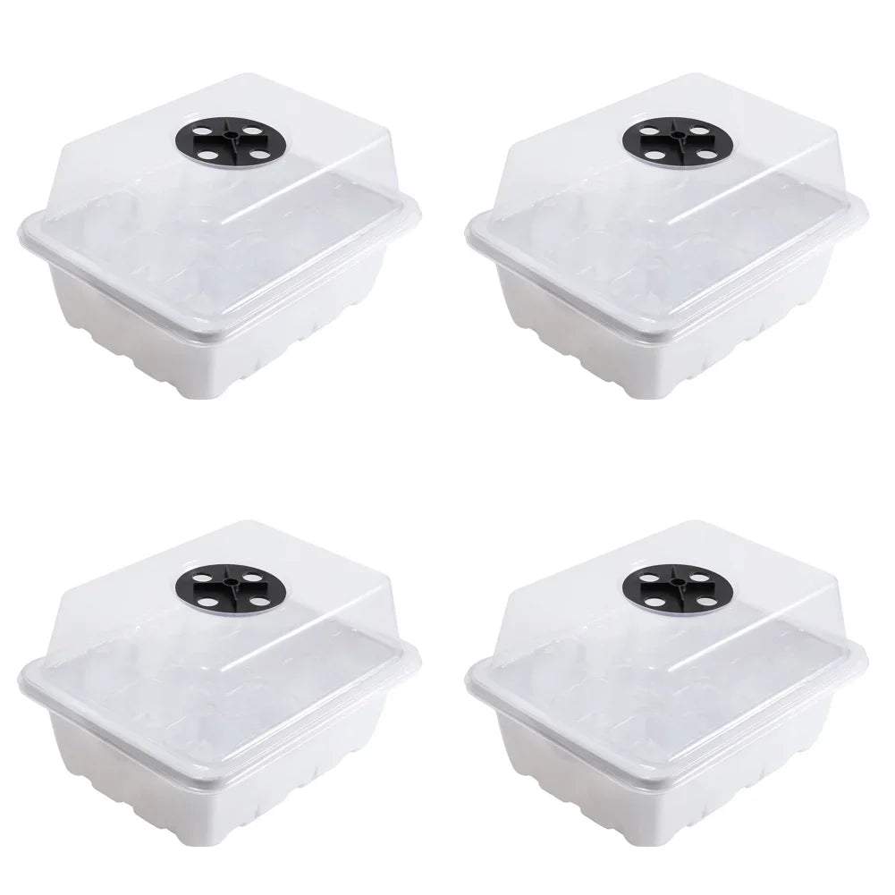 1-5PCS Planting Seed Cover Nursery Tray Box 12 Holes Plant Seedling Germination Planting Pot Mini Greenhouse Plant Starter Tray