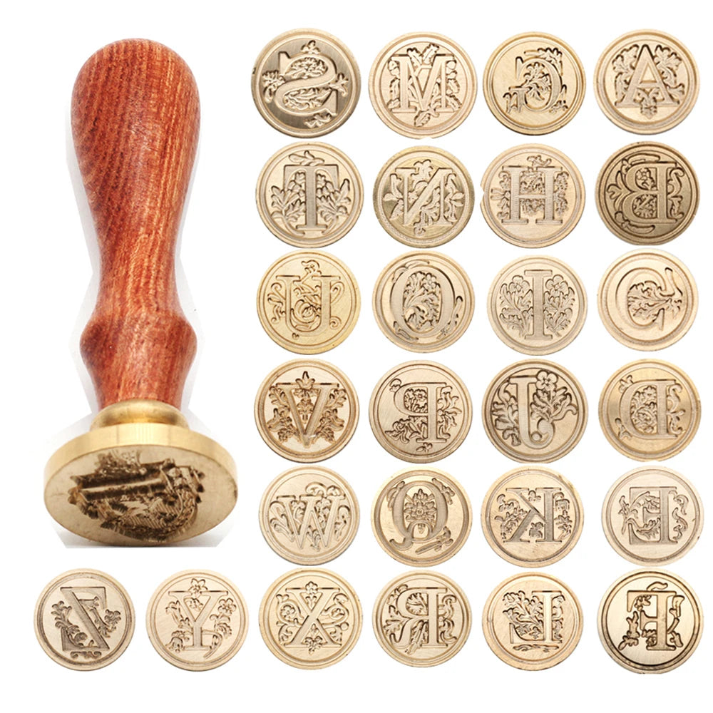 Retro Wood Stamp Classic 26 Letter A-Z Alphabet Initial Sealing Wax Seal Stamp Ancient Seal Post Decorative Antique Stamp Gifts