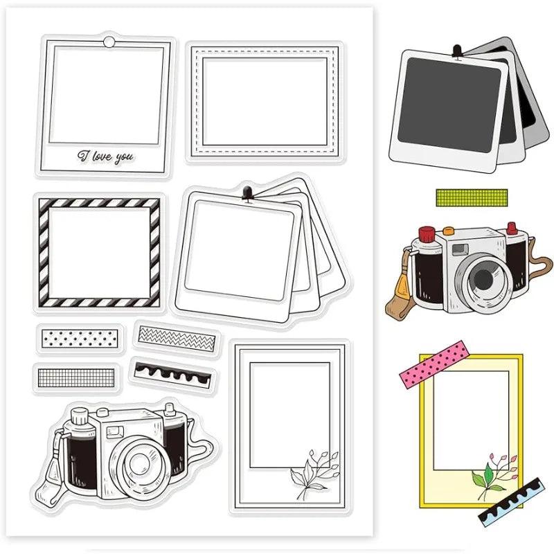 1 Sheet Photo Frame Clear Stamps Transparent Silicone Stamp Seal for Card Making Decoration and DIY Scrapbooking 16x11x0.3cm
