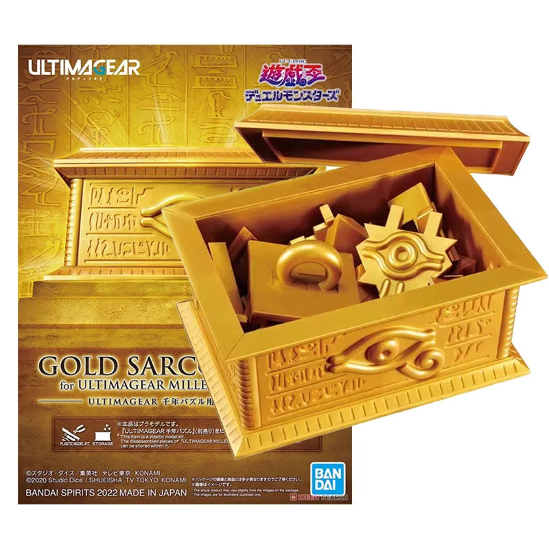 Original Genuine Duel Monsters Yu-Gi-Oh! Ultimagear UA Millennium Puzzle Gold Sarcophagus Bandai Anime Model Toys Action Figure