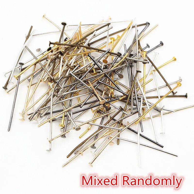 200pcs/Bag 20 25 30 40 50 60mm Flat Head Pins Gold/Silver Color/Bronze/Rhodium Headpins For Jewelry Findings Making DIY Supplies