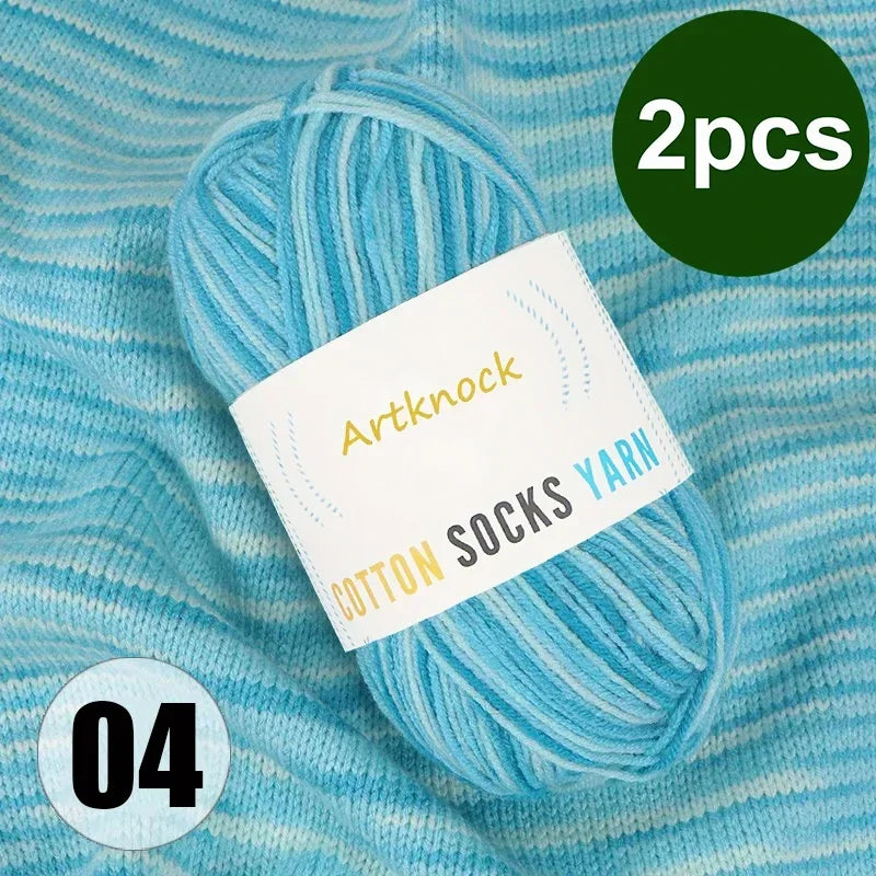Colorful Milk Cotton Yarn For DIY Crochet Projects 2 Pcs