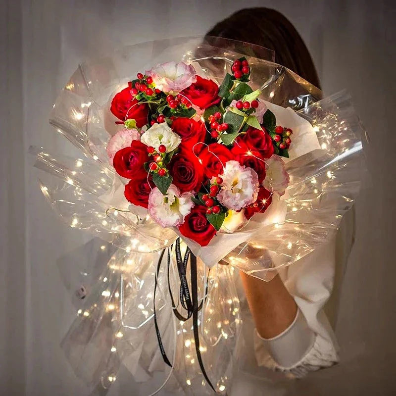 1PC LED Luminous Wrapping Paper Lights DIY Bouquet Waterproof Flower Bouquet Gifts Packaging Paper Valentine's Day Gifts