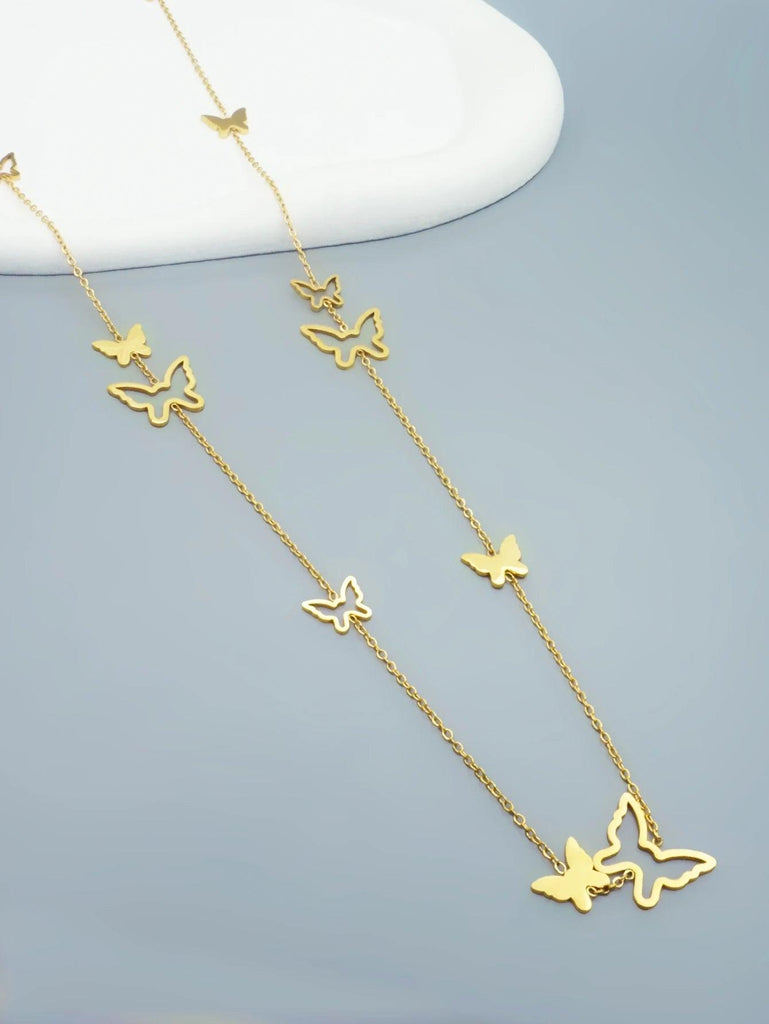 1 ladies 18K gold-plated stainless steel hollow square round rectangular star long necklace sweater chain dating gift