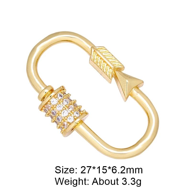 Juya Handmade Creative 18K Gold Plated Brass Screw Locks Carabiner Clasps Accessories For DIY Mesh Chains Pendant Jewelry Making