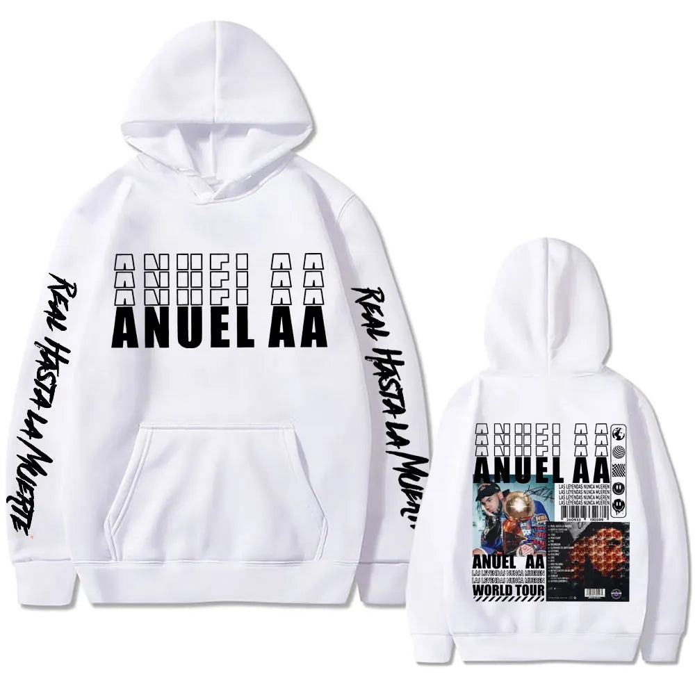 Famous Anuel AA Sweatshirt Las Leyendas Nunca Mueren World Tour Hoodie Men's Hip Hop Fashion Tracksuit Male Oversized Hoodies