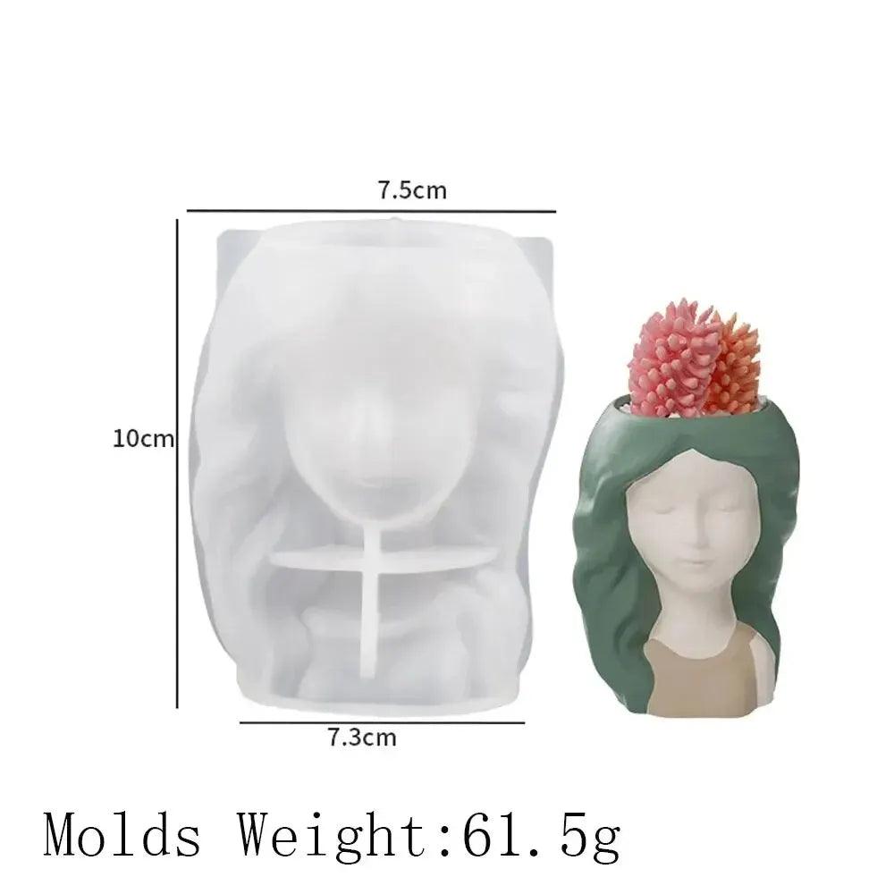 Sleeping Beauty Potted Silicone Mold Vase Garland Girl Flower Pot Gypsum Resin Epoxy Dropping Mould DIY Handmade Home Decor Gift