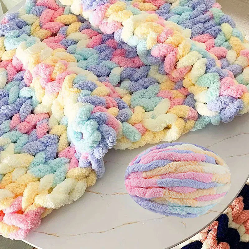 Multicolor Chenille Yarns DIY for Knitting Crochet Blanket Cushion Chunky Thick Line Soft Warm Crochet Yarn Scarf Line