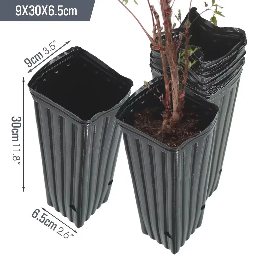 Square Tree Pot with Drainage Holes Starting Pots for Indoor Outdoor Plastic Deep Nursery Treepots Seedling Flower Plant Contain