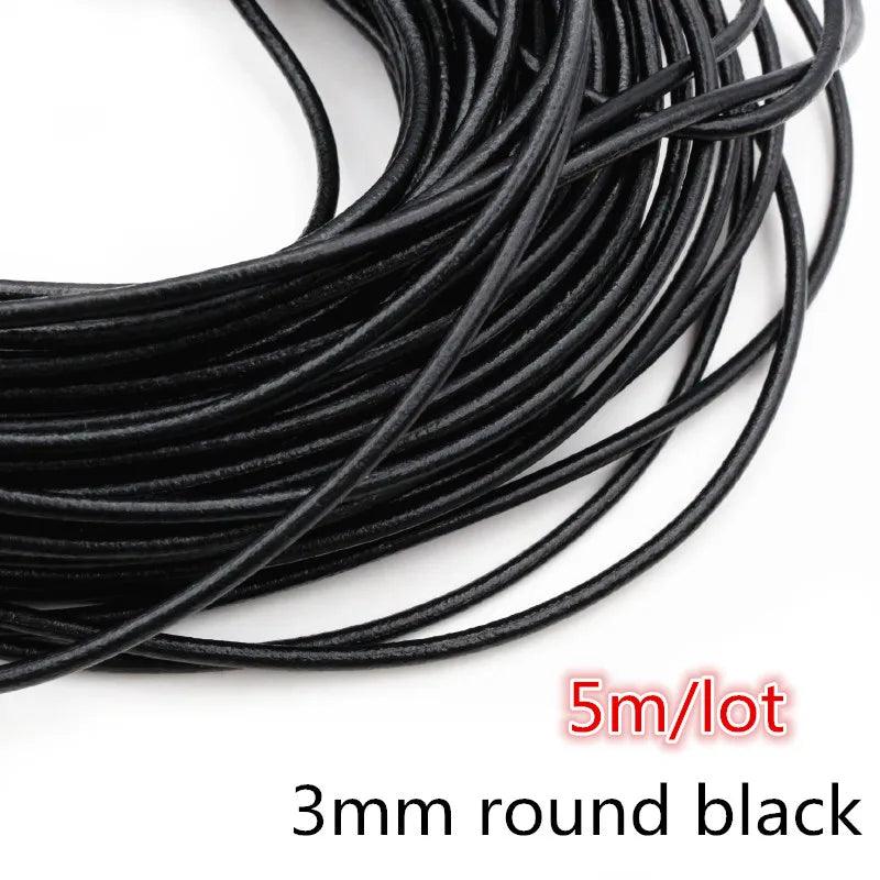 2-5m/lot 1-8mm Genuine Cow Leather Round/Flat Strand Thong Cord DIY Bracelet Findings Rope String For Jewelry Making Accessories