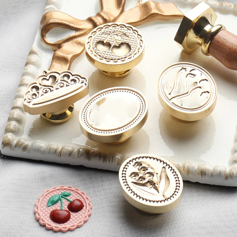 Wax Seal Stamp Replace Head Retro Flower Cherry Pattern Sealing Stamp DIY Scrapbook Craft Wedding Party Invitation Card Decor