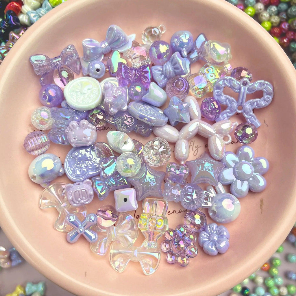 20g Y2K Acrylic Assorted Beads Flower Sweetheart Butterfly Candy Kawaii Aesthetic Beads for Bracelets DIY Jewelry Making Supply