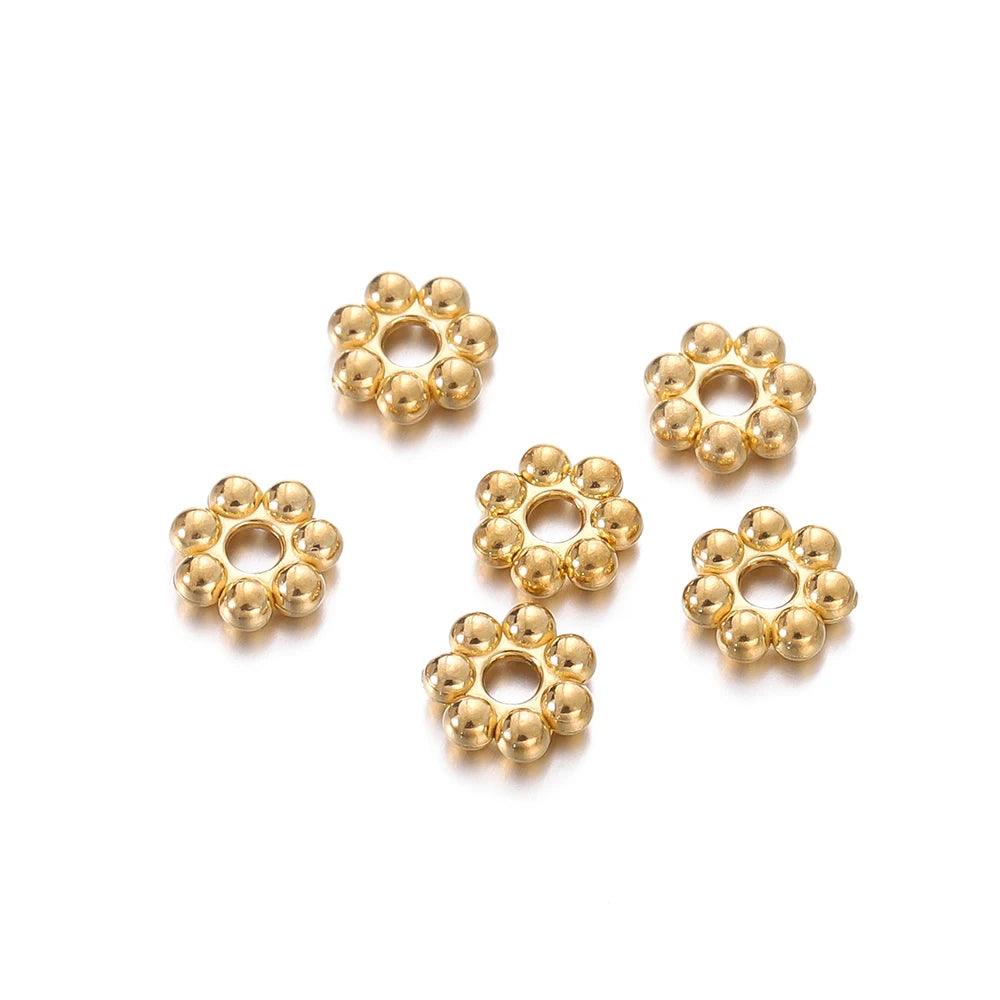 30Pcs Stainless Steel Flower Spacer Bead Snowflake Spacer Beads Charms Pendants for DIY Bracelets Jewelry Making Accessories
