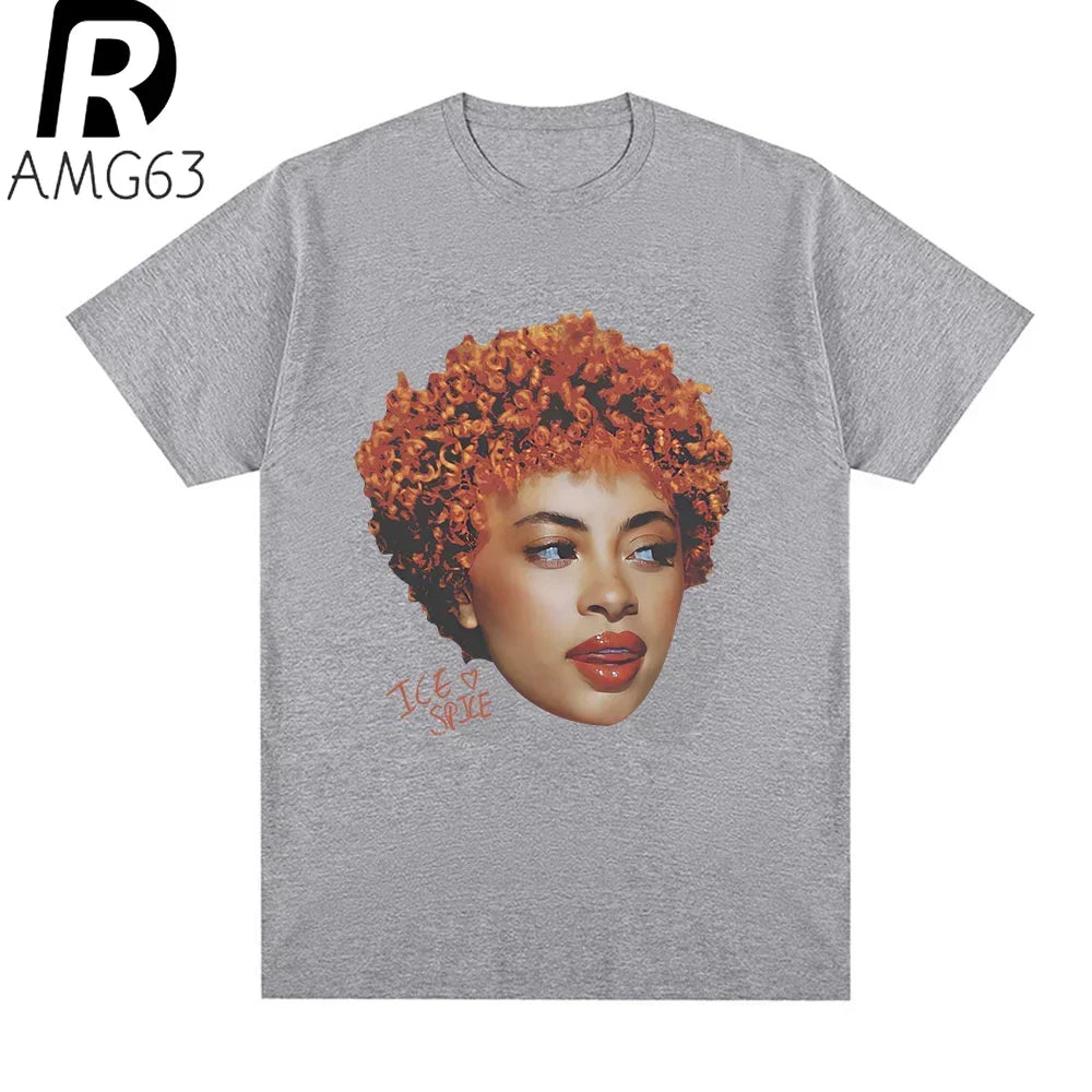 Rapper Ice Spice Graphic T Shirt for Men and Women in Hip Hop Street Style Casual Summer Fashion