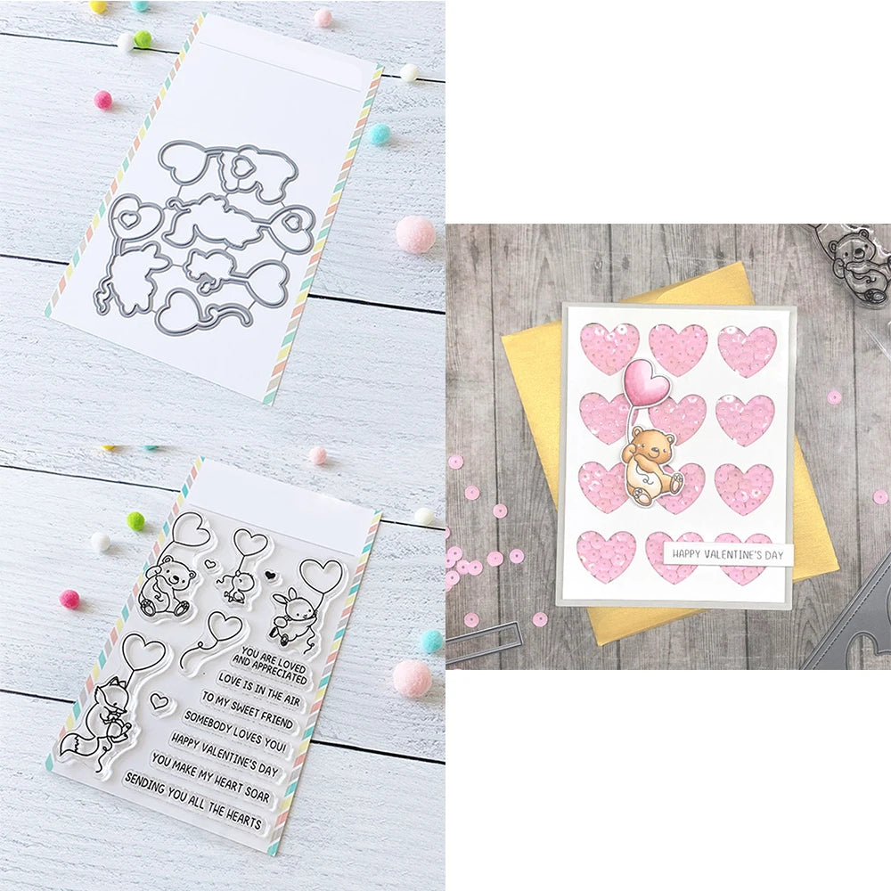 Mini Panda Bunny Koala Animal Outline Metal Cutting Dies Clear Stamps for DIY Easter Day Decor Paper Cards