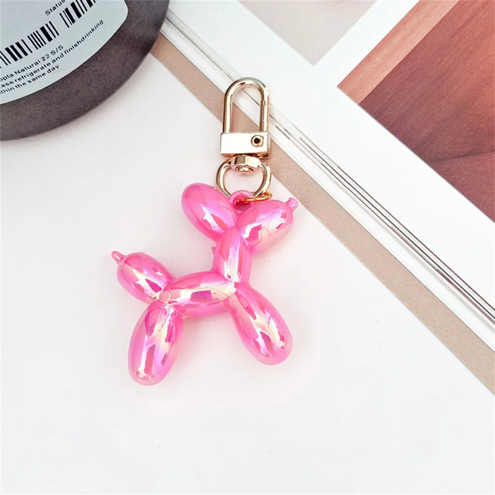 Kawaii Balloon Dog Acrylic Keychains Y2k Car Key Chains Jewelry Cute Bag Pendant Trinket Accessories Decoration Couple Gift