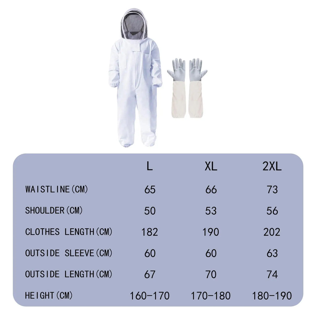 Ventilated Beekeeping Suit with Gloves Full Body Bee Suit Protective Clothing Outfit for Apiarist Farmhouse Backyard Beginners