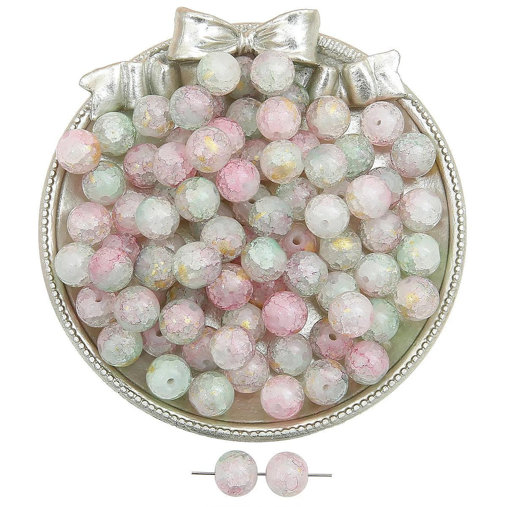 20pcs glass and jade shattered, sprinkled with gold, round beads, and loose beads DIY handmade bracelet, necklace, jewelry acces