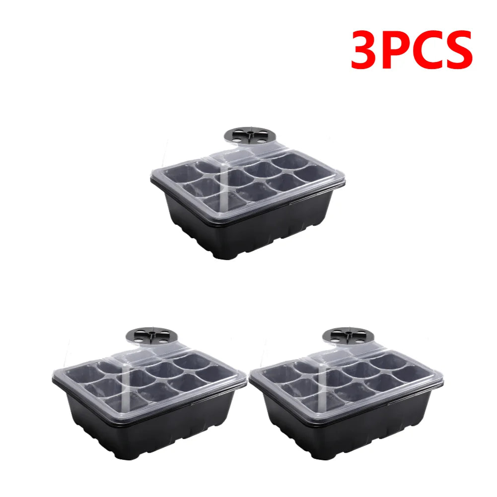 10/1pcs Seedling Box Gardening Sowing Tray with Breathable Clear Cover Seeds Germination Nursery Pot 12Holes Plant Seed Grow Box