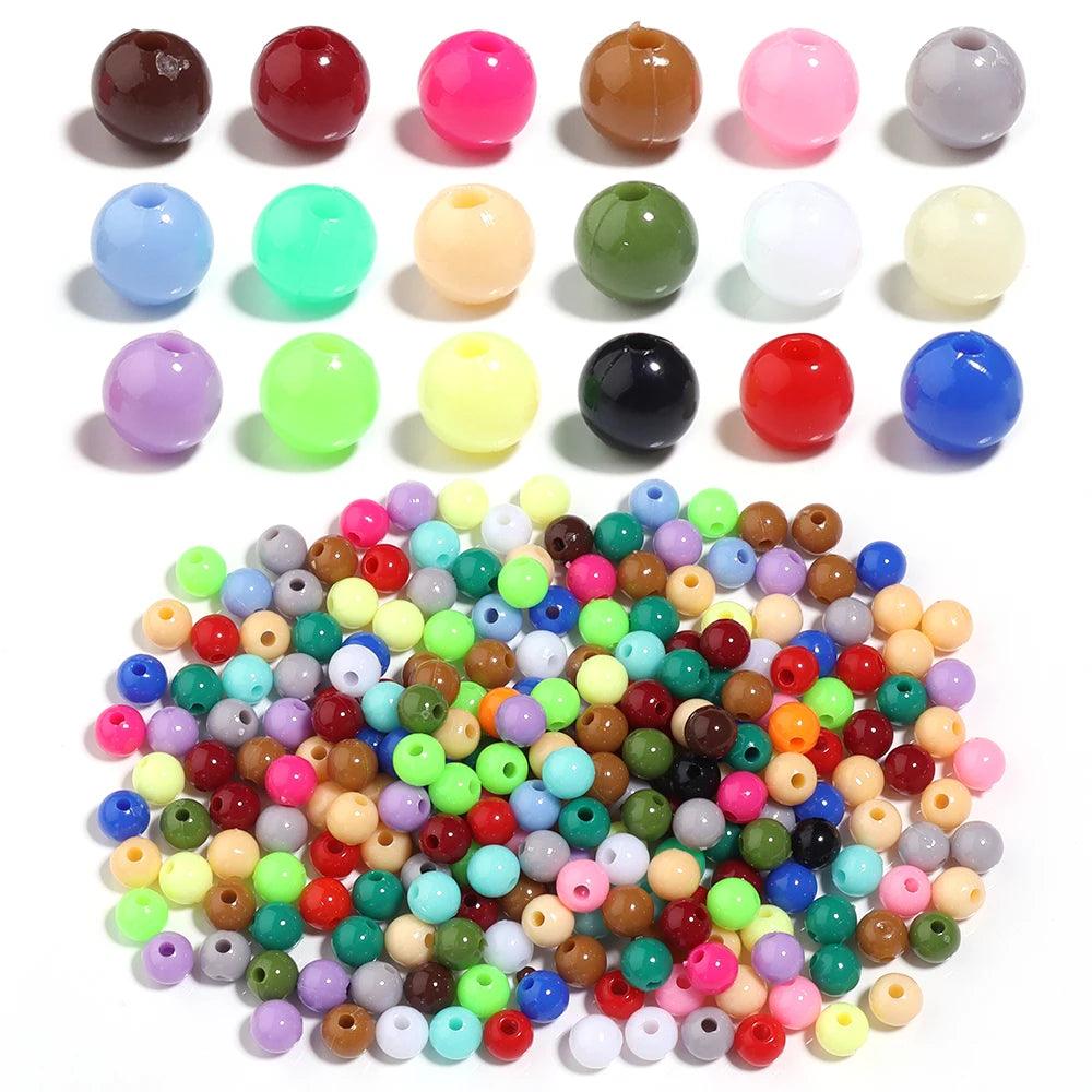 100pcs 6mm Plastic Round Bead Multicolor Loose Spacer Beads for Jewelry Making DIY Bracelets Phone Chains Materials Wholesale