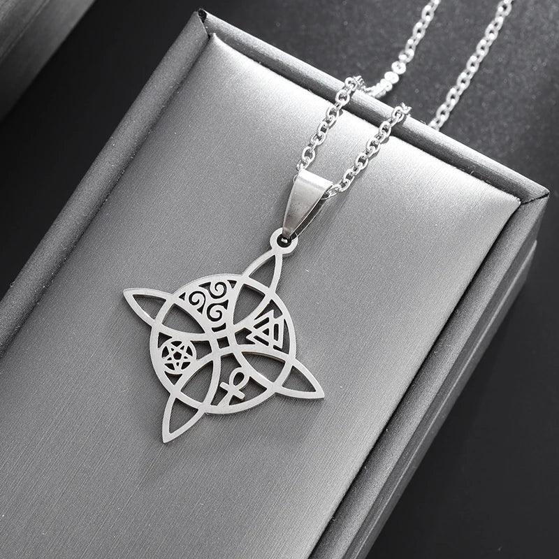 Trendy Witchcraft Witch Knot Necklace Celtic Irish Protection Knot Pendant Men Women Trending Amulets Jewelry Gifts