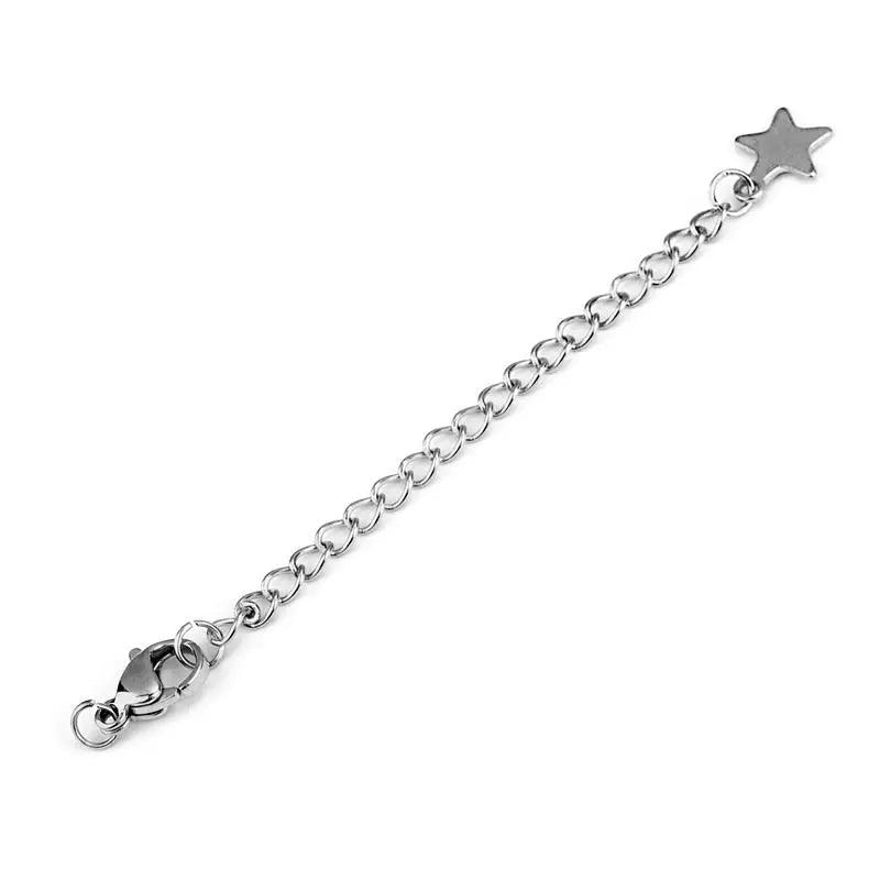5pcs Stainless Steel Extension Extended Tail Chains With Lobster Clasps Connectors Findings For Bracelet Necklace Tail Chain