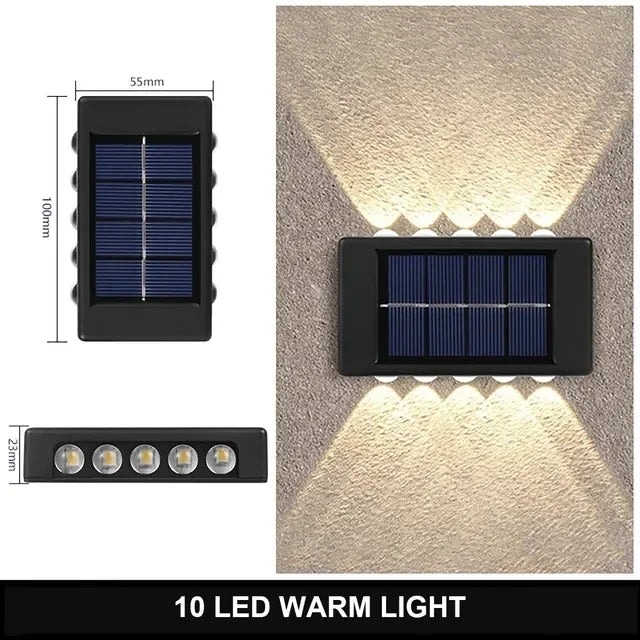 Solar Wall Lamp Outdoor Waterproof Solar Powered Light 4LED Beads UP and Down Illuminate Home Garden Yard Decoration Wall Light