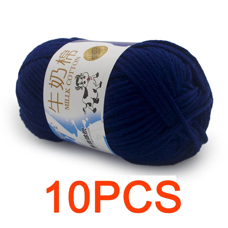 10 Pieces Milk Cotton Knitting Yarn Soft Warm Yarn for Hand Knitting and Crochet Projects