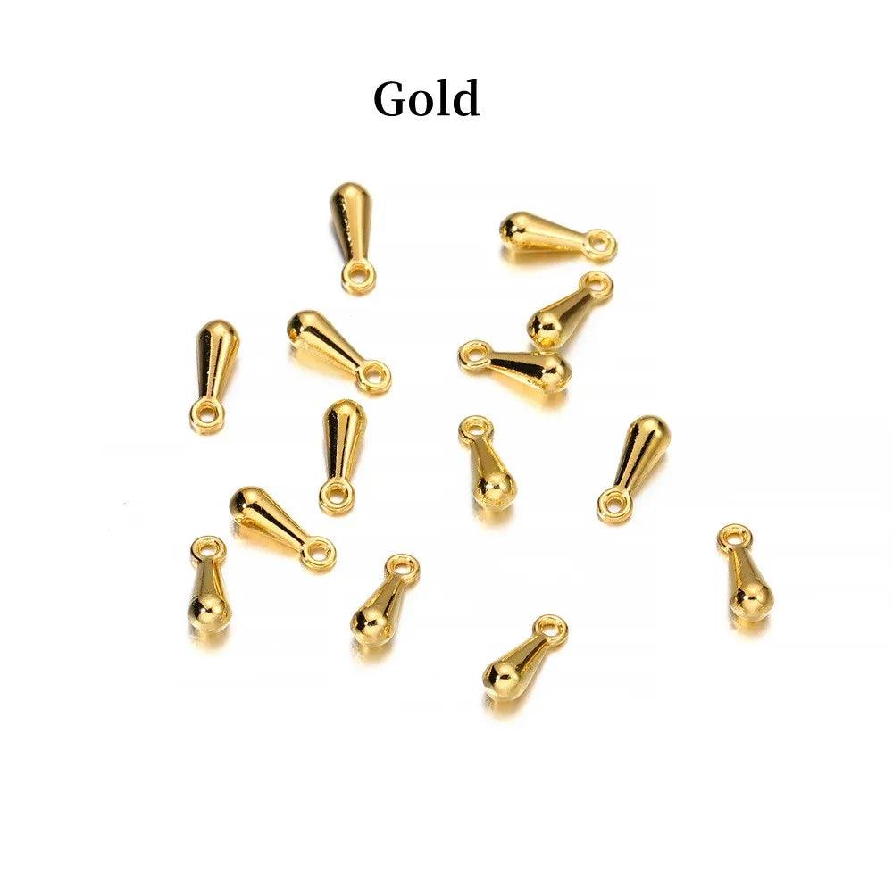 200pcs/ lot 2*7 3*9mm Gold Copper Water Drop End Beads For DIY Extender Chain Pendant Jewelry Making Findings Accessories