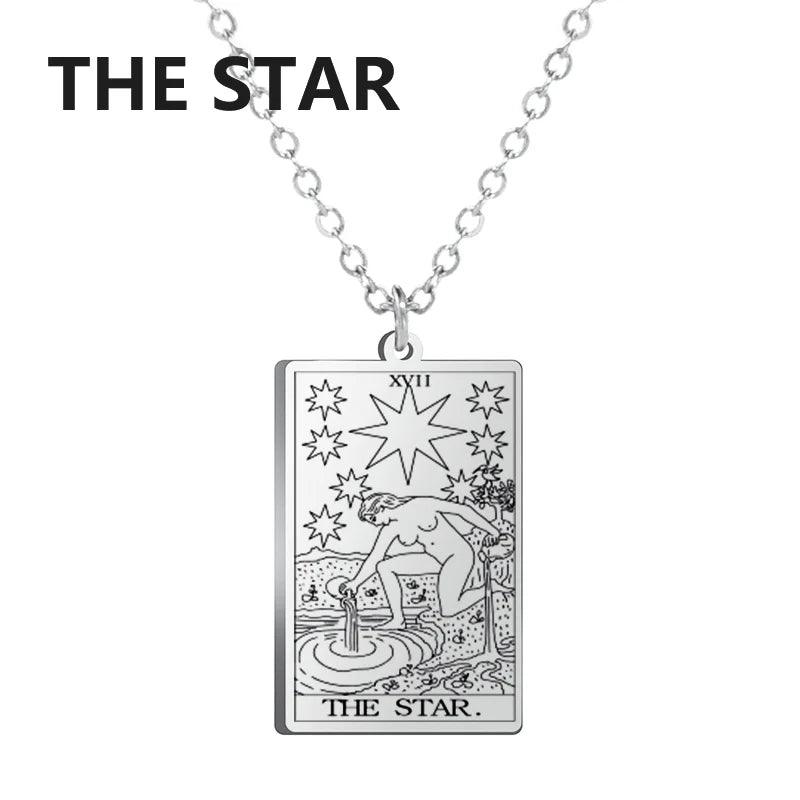 Stainless steel Cassic Tarot Pendant Necklace Major Cigano fortune Telling Necklace Star/Moon/Death Symbol Pendant Accessory