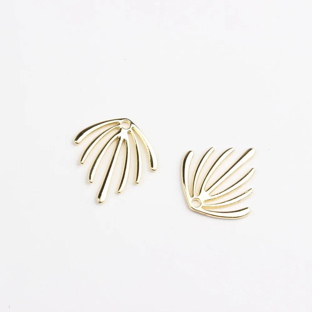 Hand-painted Alloy Geometric Irregular Seaweed Leaf Pendant Charm for DIY Earrings and Jewelry Making 20*22mm 10pcs/lot