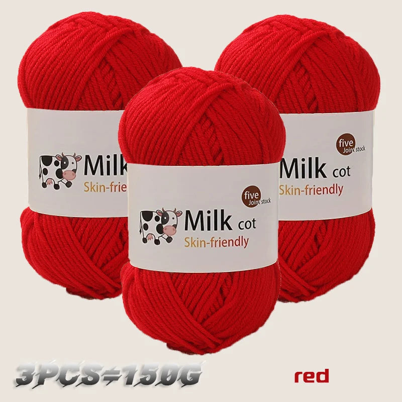 150g Milk Yarn Handmade Medium Coarse DIY Weaving Yarn Ball for Knitting Sweaters Hats Scarves and More