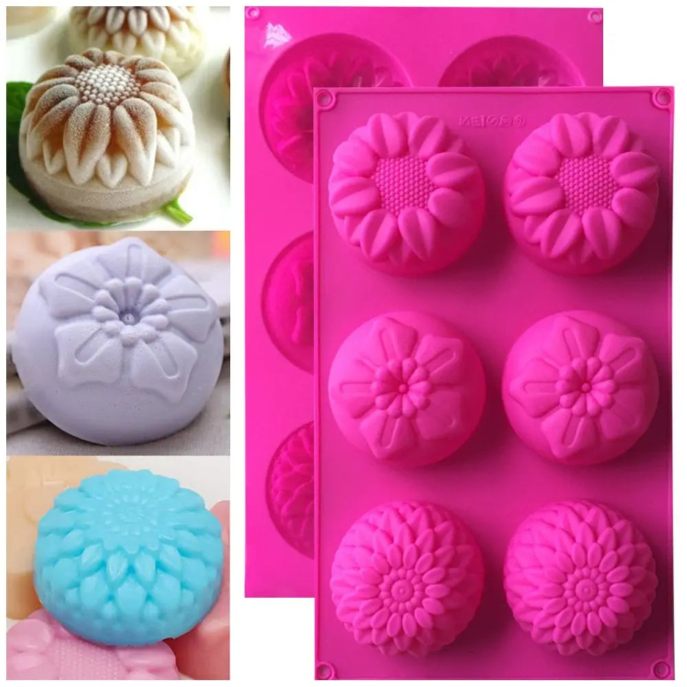 3D Making Supplies 6 Cavities DIY Craft Handmade Pudding Candy Mold Cake Mould Soaps Supplies Silicone Soap Mold