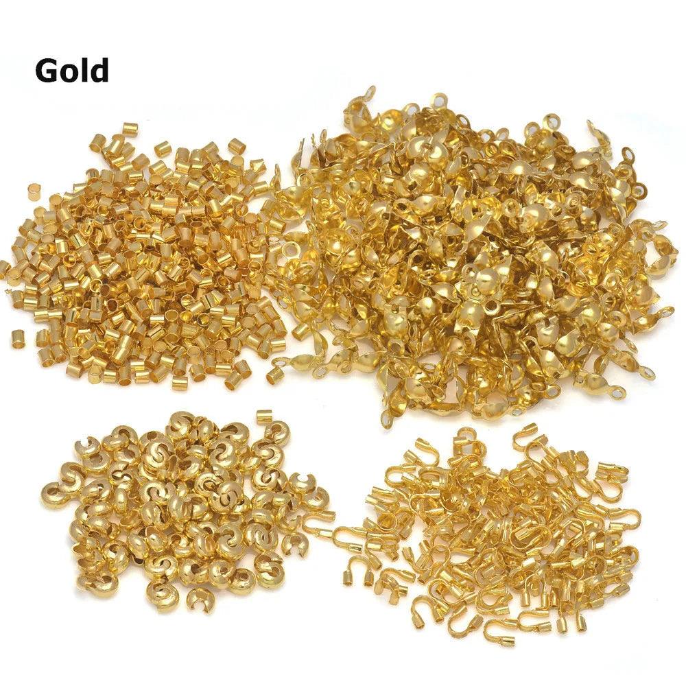 4Style Brass Tube Crimp Beads U Shape Wire Protector Tips Knot Cover Half Round Crimp Beads For Necklace Bracelet Jewelry Making