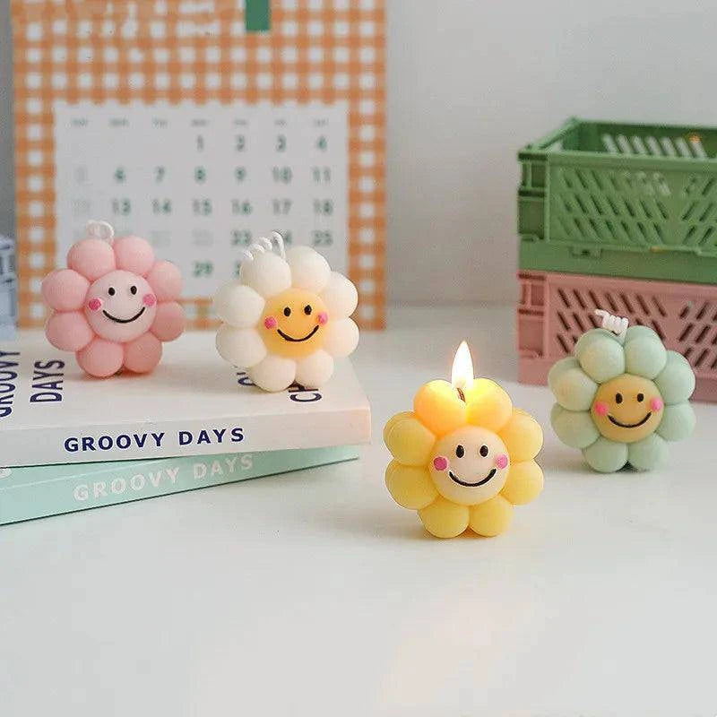 Smile Flower Candle Mold Silicone 3D Tulip Gypsum Aroma Soap Cake Chocolate Cheese Mousse Birthday Ins Home Decor Tools